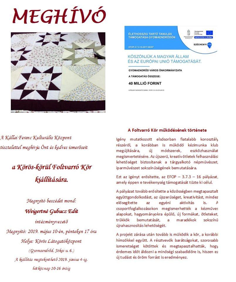 A Körös-Körül Foltvarró Kör kiállítása
