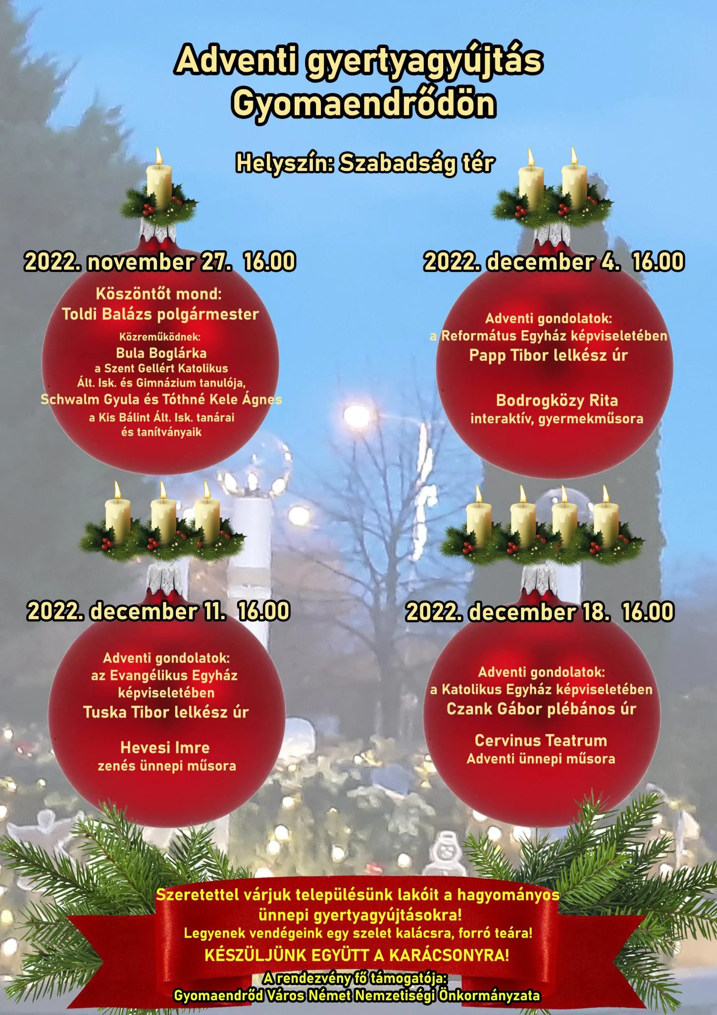 Adventi gyertyagyújtás Gyomaendrődön