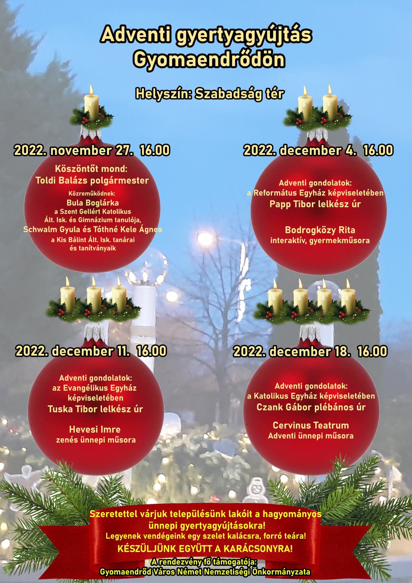 Adventi gyertyagyújtás Gyomaendrődön