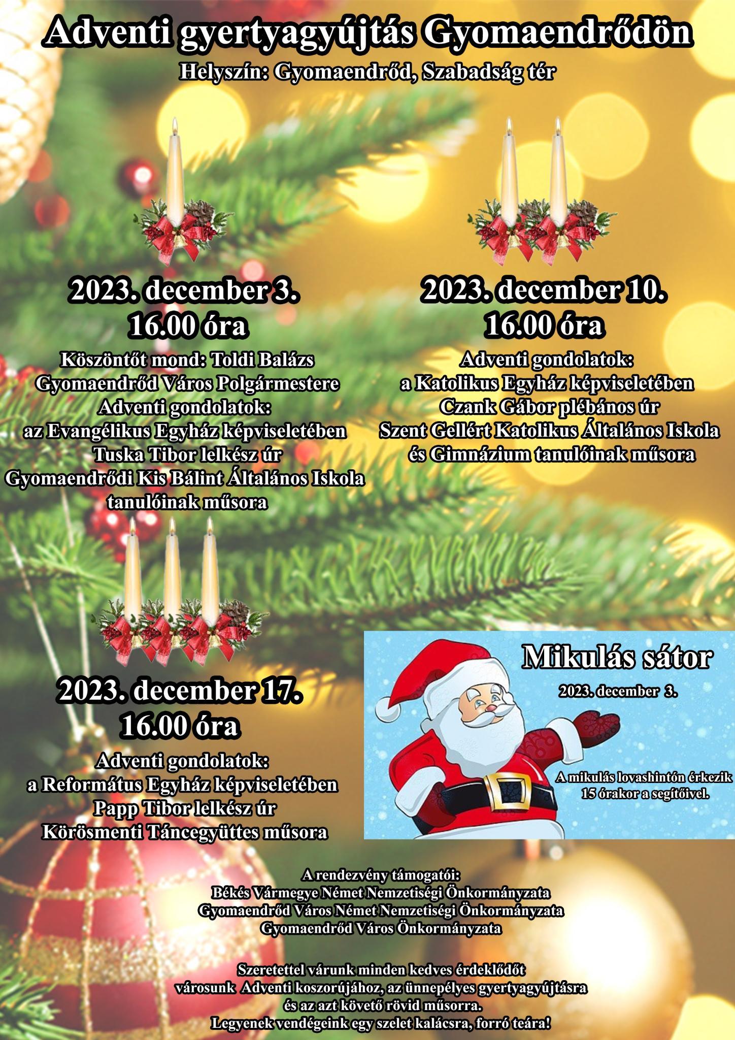 Adventi gyertyagyújtás Gyomaendrődön