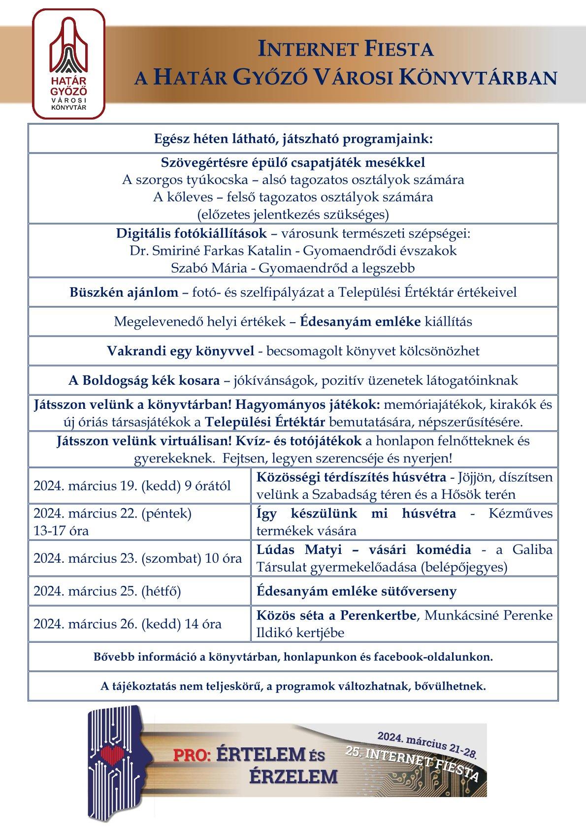 Internet Fiesta – Meghívó változatos programjainkra