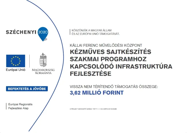 TOP-7.1.1-16-H-ERFA-2019-00390 - Kézműves sajtkészítés szakmai programhoz kapcsolódó infrastruktúra fejlesztése
