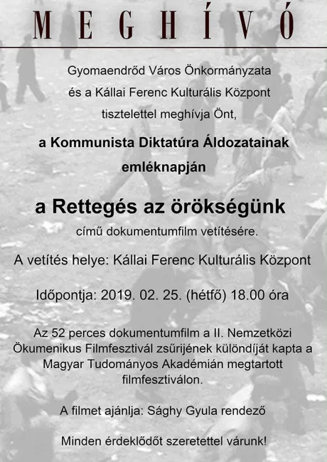 "Rettegés az örökségünk" című dokumentumfilm vetítés